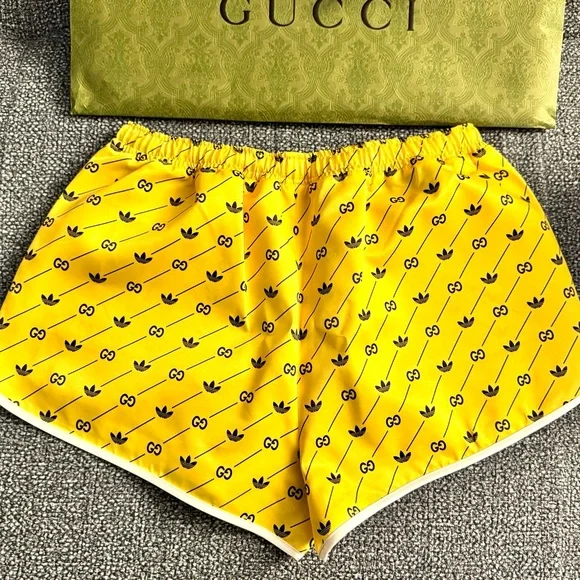 Gucci Yellow Athletic Shorts with Black Trim and Drawstring - Picture 5 of 8